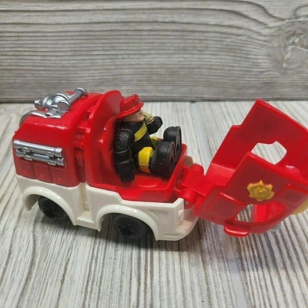 Fisher Price Little People Kids Geotrax Fire Truck Bulldozer Fireman Set